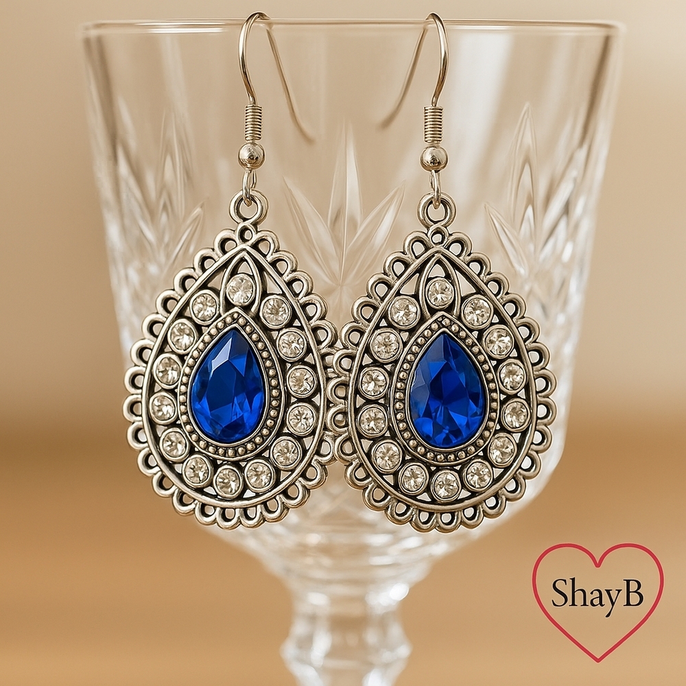 Paparazzi Silver and Blue Teardrop Earrings